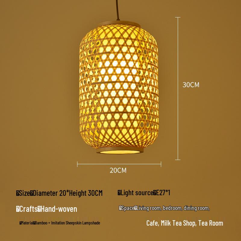 A8L Bamboo Pendant Lamp: New Chinese Zen Style, Rattan Woven Design, Ideal for Tea Rooms, Dining Areas & Teahouses with Japanese Antique Touch.