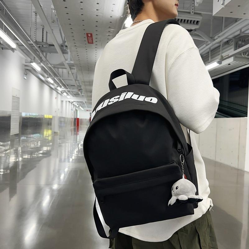 New Solid Color Popular Backpack Fashionable Simple Large Capacity High School Students Backpack School Bag