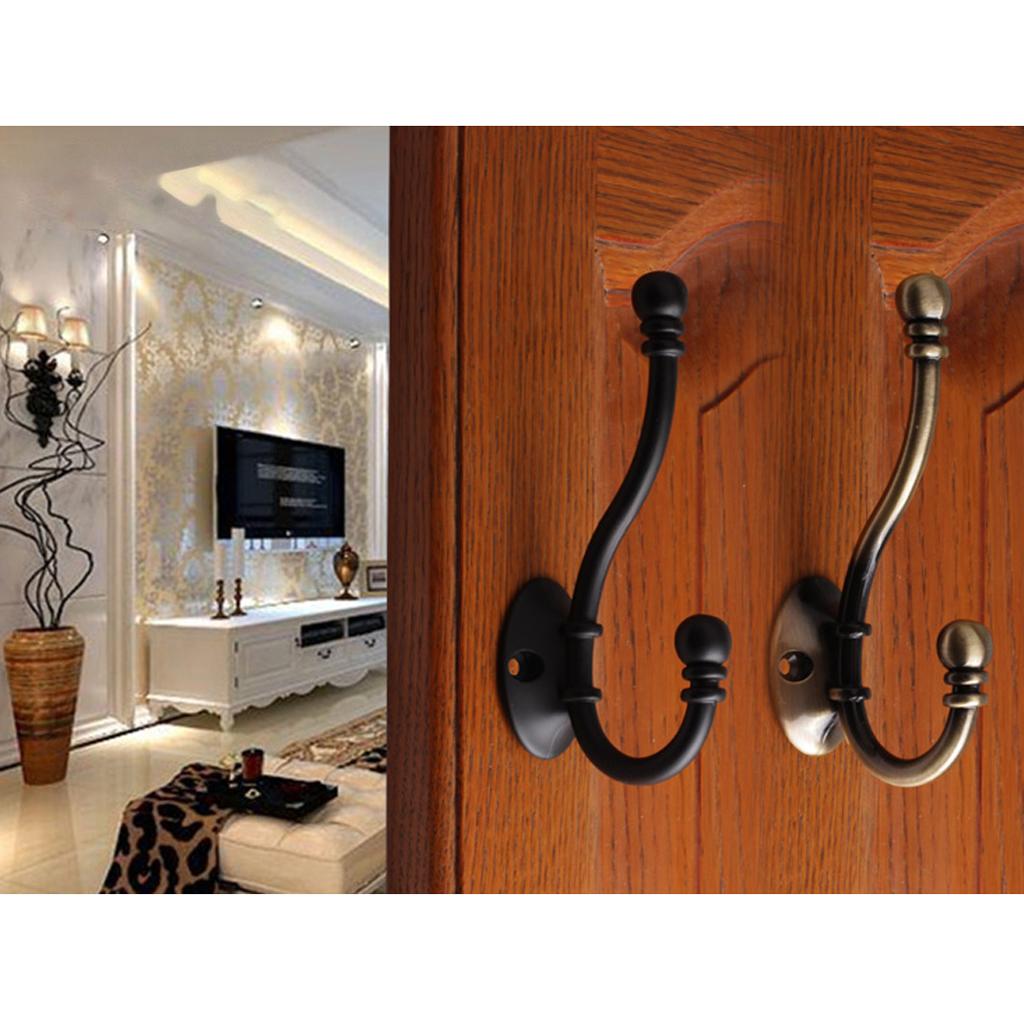 10Pcs Coat Hooks Antique Hanger Up & Down Double-hook European Hat Hanger Heavy Duty Robe Holder Towel Hooks with Screws