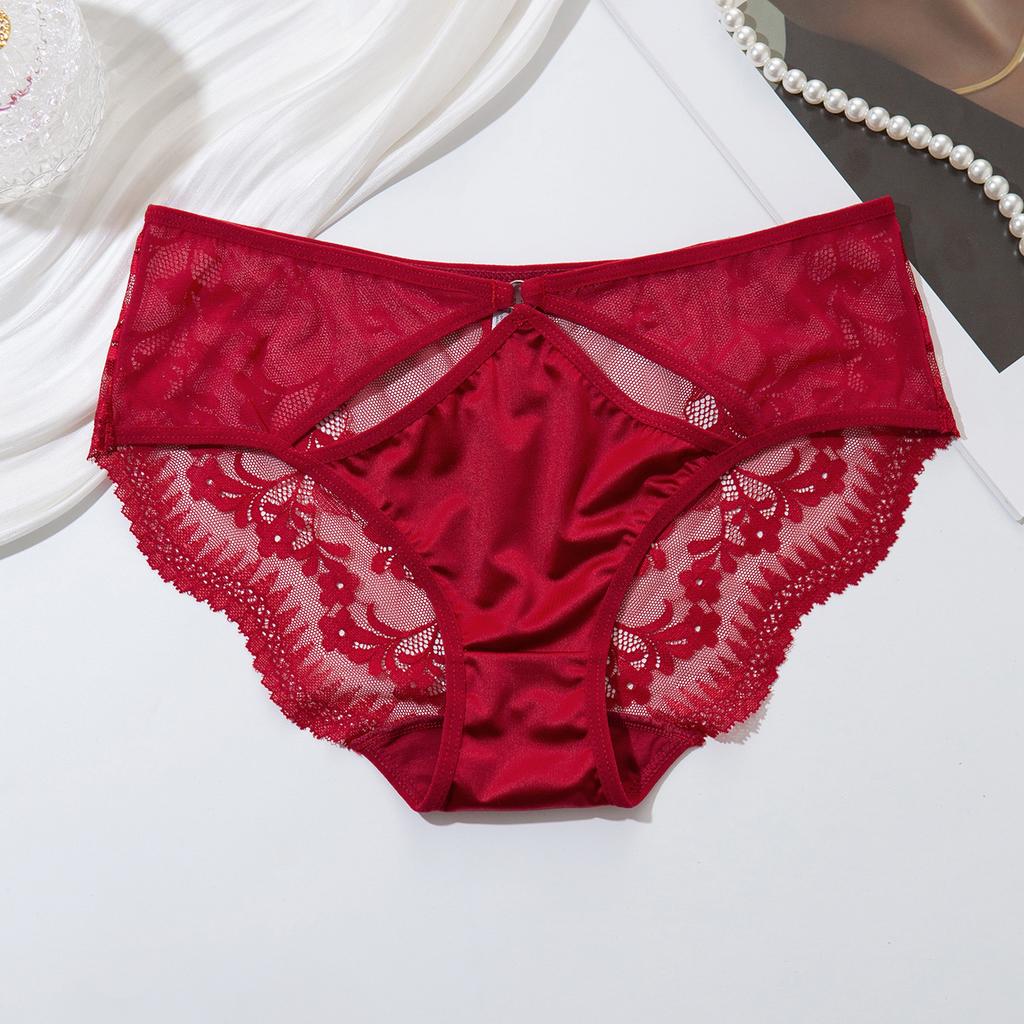 Hollow Out Mid Waist Panties Breathable Plus Size Triangle High Elasticity Women’s Panties
