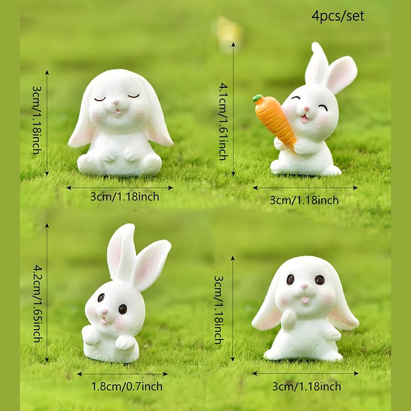 

4 шт. Кролик Маленькая фигурка Микропейзаж Миниатюрный орнамент Домашний садовый орнамент Кролик Украшение кукольного домика 4 стиля