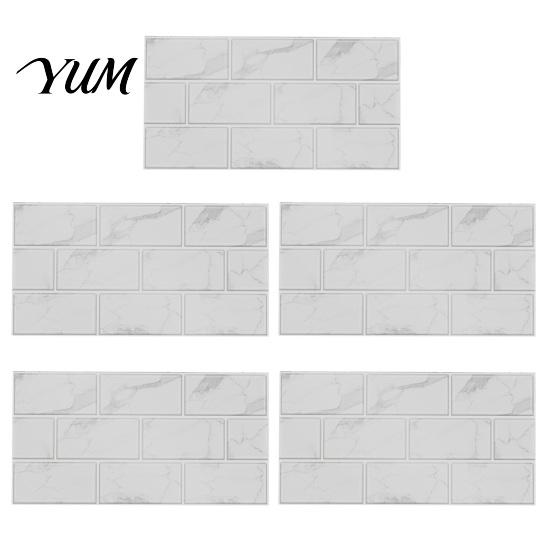 Waterproof Wall Decals for Kitchen 5Pcs Vintage Brick Tile Stickers, Oil?Proof Wallpaper, Peel Removable Backsplash Rental & Stick Living Room Home