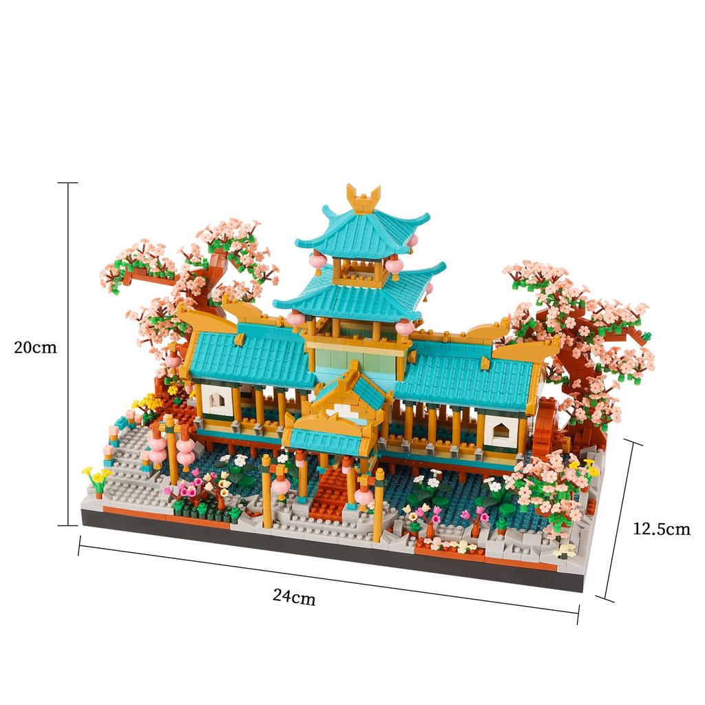 LULUFUN Blocks Matchmaking Shrine Toy 3D Puzzle Peach Blossom Matchmaking Love Affection Mini Blocks Assembly Girls Children Adults Spring Celebration
