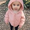 Bluza dziecięca Jesienna z polarową podszewką Jednokolorowa kurtka Urocza bluza z kapturem dla niemowlaka