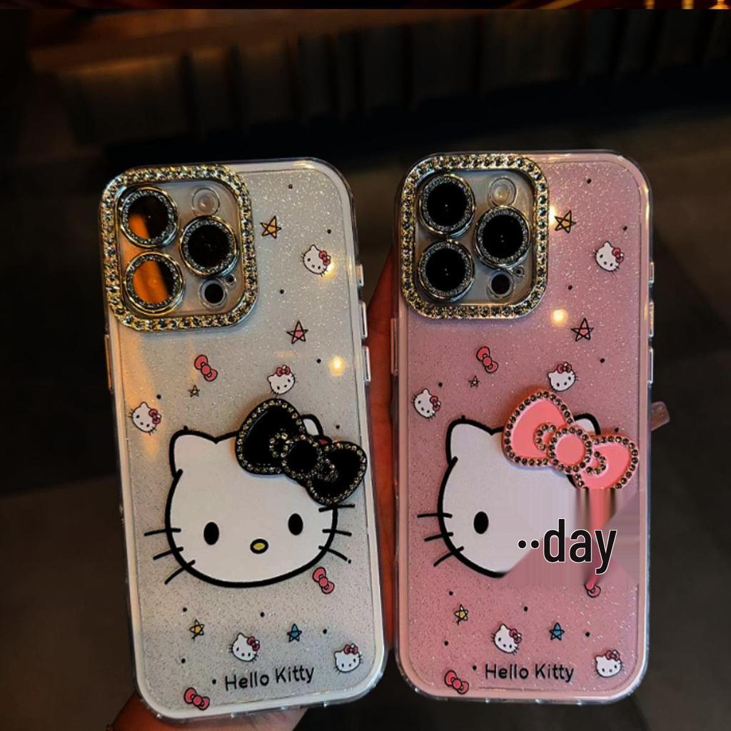 3D Rhinestone Bow Cat Phone Case for iPhone 14/13 - Sparkling Glitter