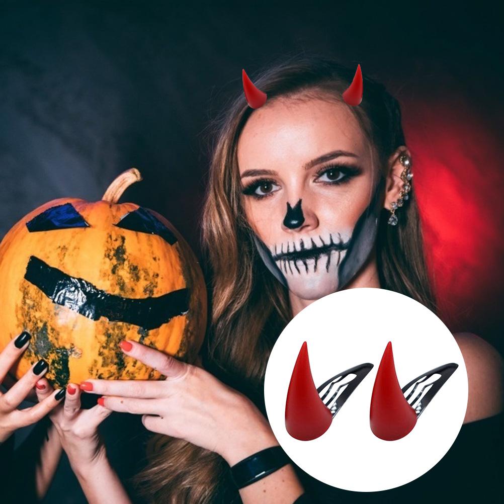 

1 пара заколок для волос на Хэллоуин, креативные заколки для волос в виде рога быка, аксессуары для волос на Хэллоуин для детей и взрослых