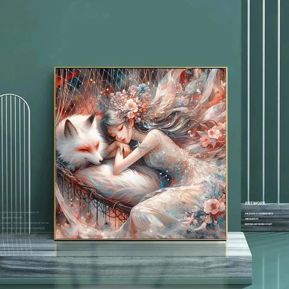 DIY 5D Diamant Malerei Neue Fuchs Fee Volle Runde Platz Diamant Mosaik Blume Stickerei Kunst Diamant Hause Dekoration