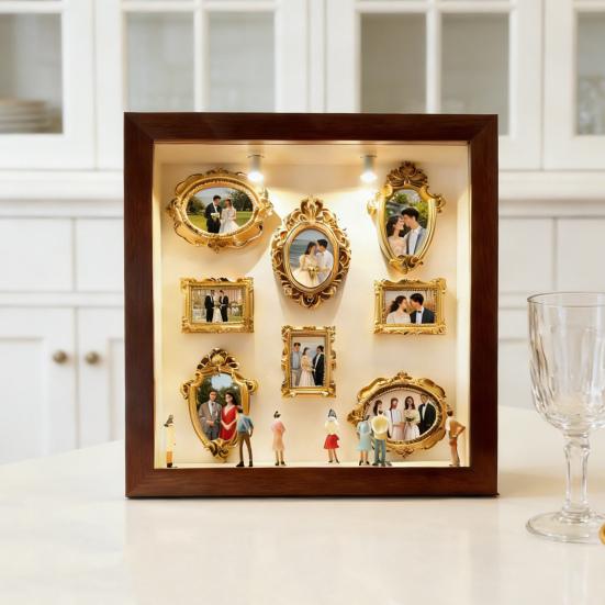 DIY Mini Museum Silhouette Light And Memory Display Silhouette Figurines Custom Box with Box Frame Kit