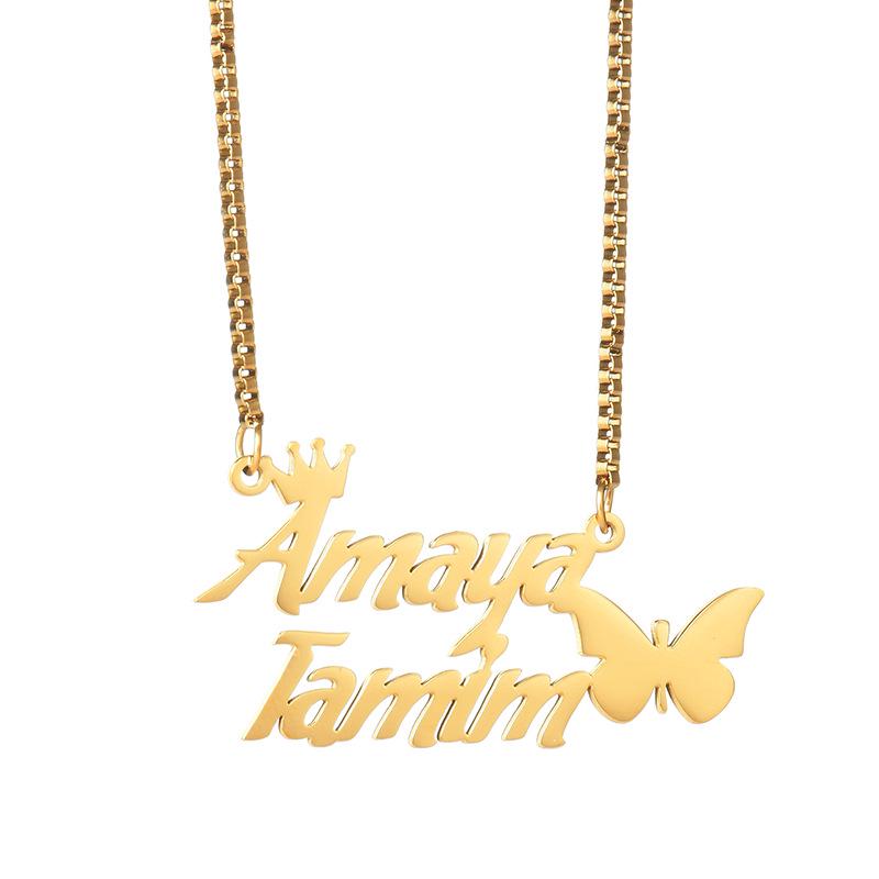 Collier Prénom Personnalisable en Acier Inoxydable - Bijoux de Noël Mode Européenne et Américaine pour Femme