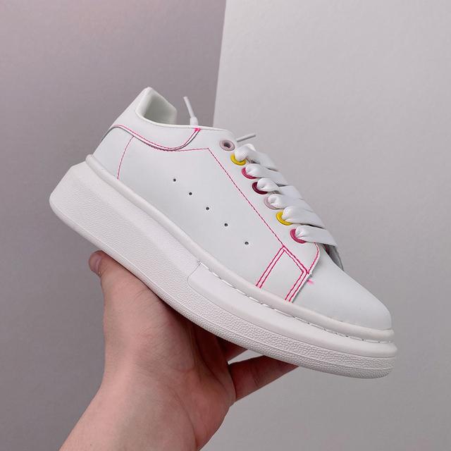 White Sneakers for Women Men Genuine Leather Fashion Ladies Casual Versatile Thick Sole Trainers Shoes