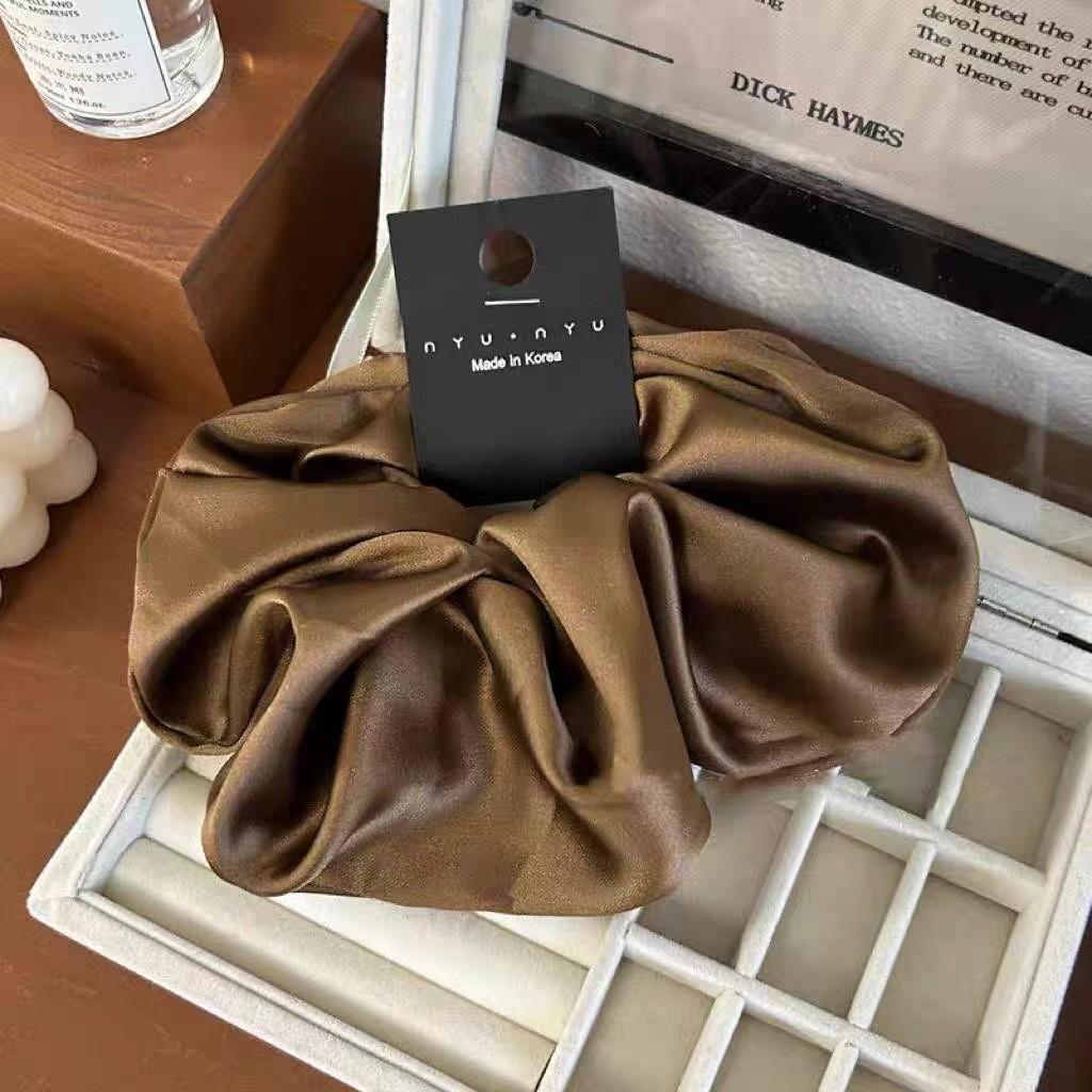 Oversize Satin Scrunchies Elatic Hair Bands Women Girls Ponytail Holder Silk Hair Ties Simple Large Chouchou Hair Accessories