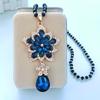 Long Collier Pendentif Fleur pour Femme - Élégante Chaîne Pull Goutte d'Eau pour l'Automne/Hiver