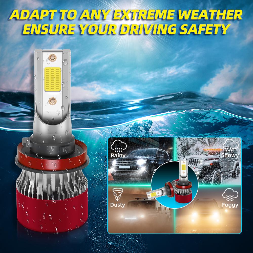 2Pcs LED Car Headlight Bulb  H8 H9 H11 20000LM 6000K Running Front HeadLamp COB chips cooling fan DC12V headlight bulbs