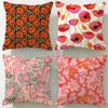 Poppy Pattern Cushion Cover Soft  EasyWash Pillow Case  Versatile for Couch Bed Travel and Office