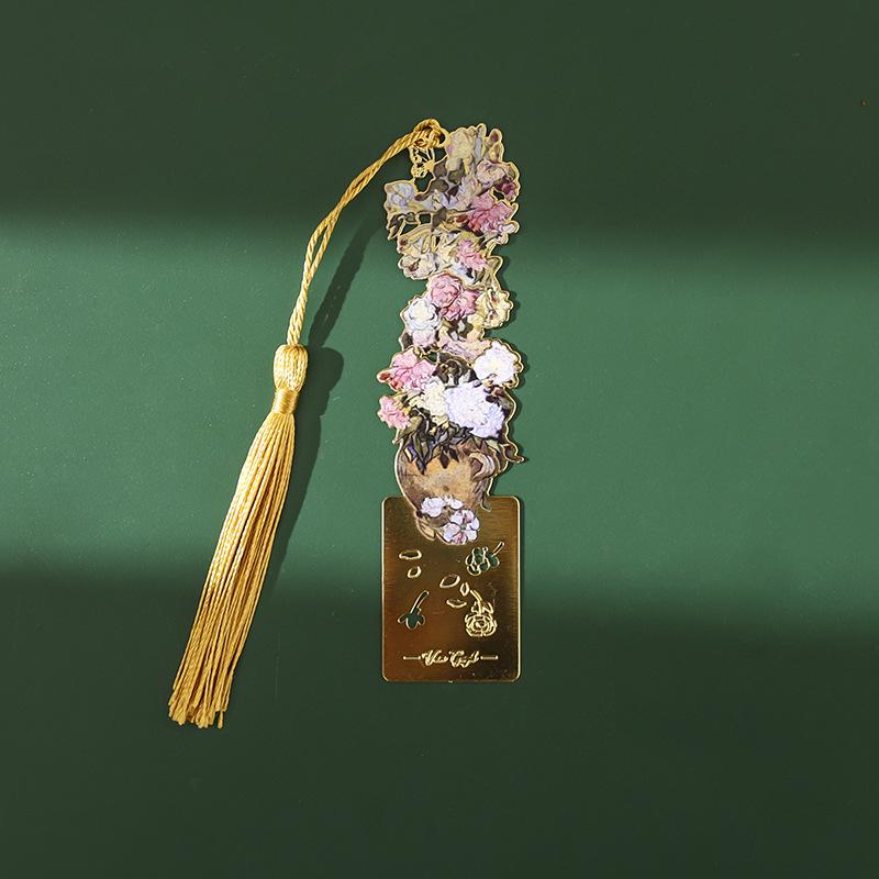 

10 styles Vintage World Masterpiece Metal Bookmark Texture Van Gogh Monet Series Gift for Student Reading Enthusiasts