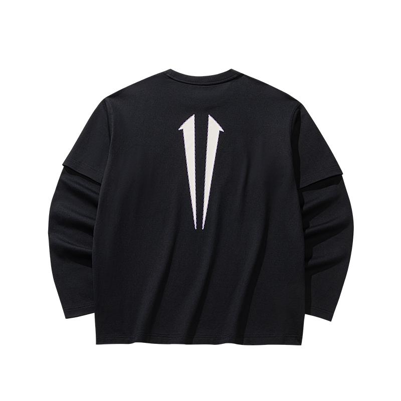 Anta Serie Kyrie Stile Americano Puro Cotone Moda Maglia a Manica Lunga Unisex Top Nero 172631401-1