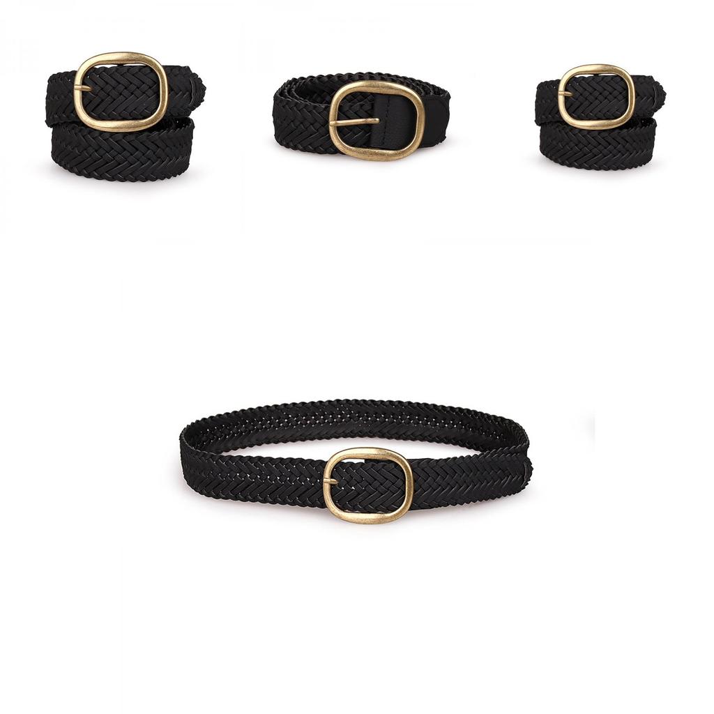 Unisex Casual Woven Belt With Needle Closure And Mesh Element For Office And Leisure Use