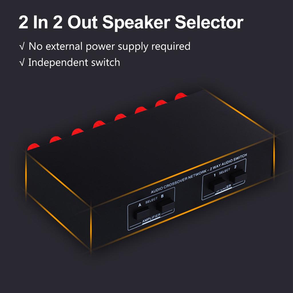 LYNEPAUAIO 2 In 2 Out Speaker Selector Switch Audio Signal Switcher Power Amplifier Audio Receiver Splitter Box