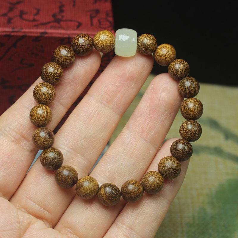 Golden Sandalwood 10mm Beaded Bracelet, DIY Style, Fashion Jewelry for Men and Women