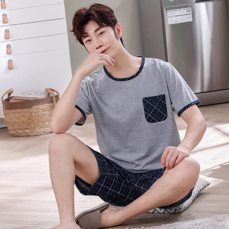 Summer Men's Pajamas Knit Pajamas Set Pajamas Big Boys Pajamas Family Clothing