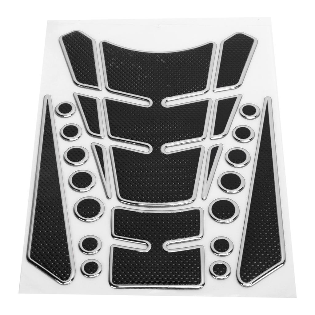Motorcycle Fuel Tank Sticker Sponge Tape Round Dot Universal Personalized Pad Protector(Black Silver )