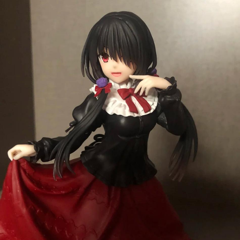 New DATE A LIVE Tokisaki Kurumi Anime Figure Cute Girl Model Toy PVC Black Dress Dress Up Standing Model Car Model Ornaments Toy