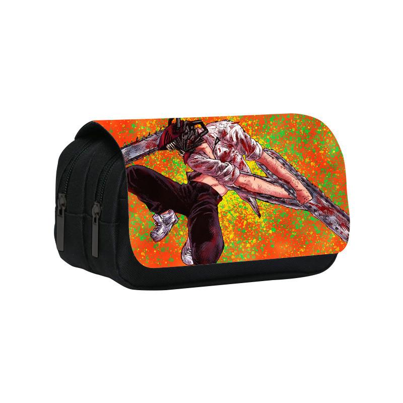 Denji Chainsaw Man Pencil Case Large Capacity Nylon Material Travel School