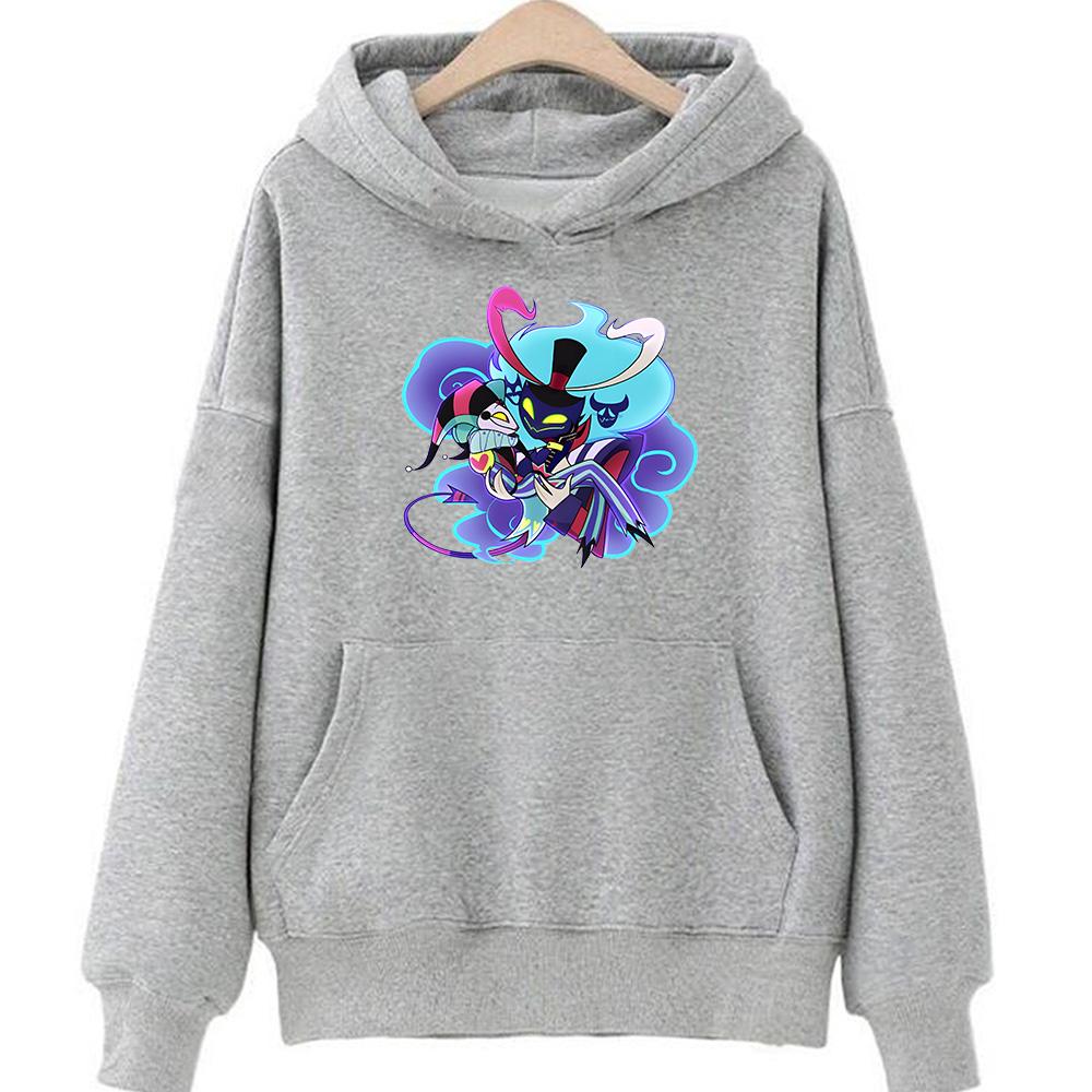 Anime potisk s kapucí Helluva Boss Pohodlné mikiny manga Kreslený potisk Roztomilé oblečení s kapucí Sudaderas Harajuku Kawaii Hoody
