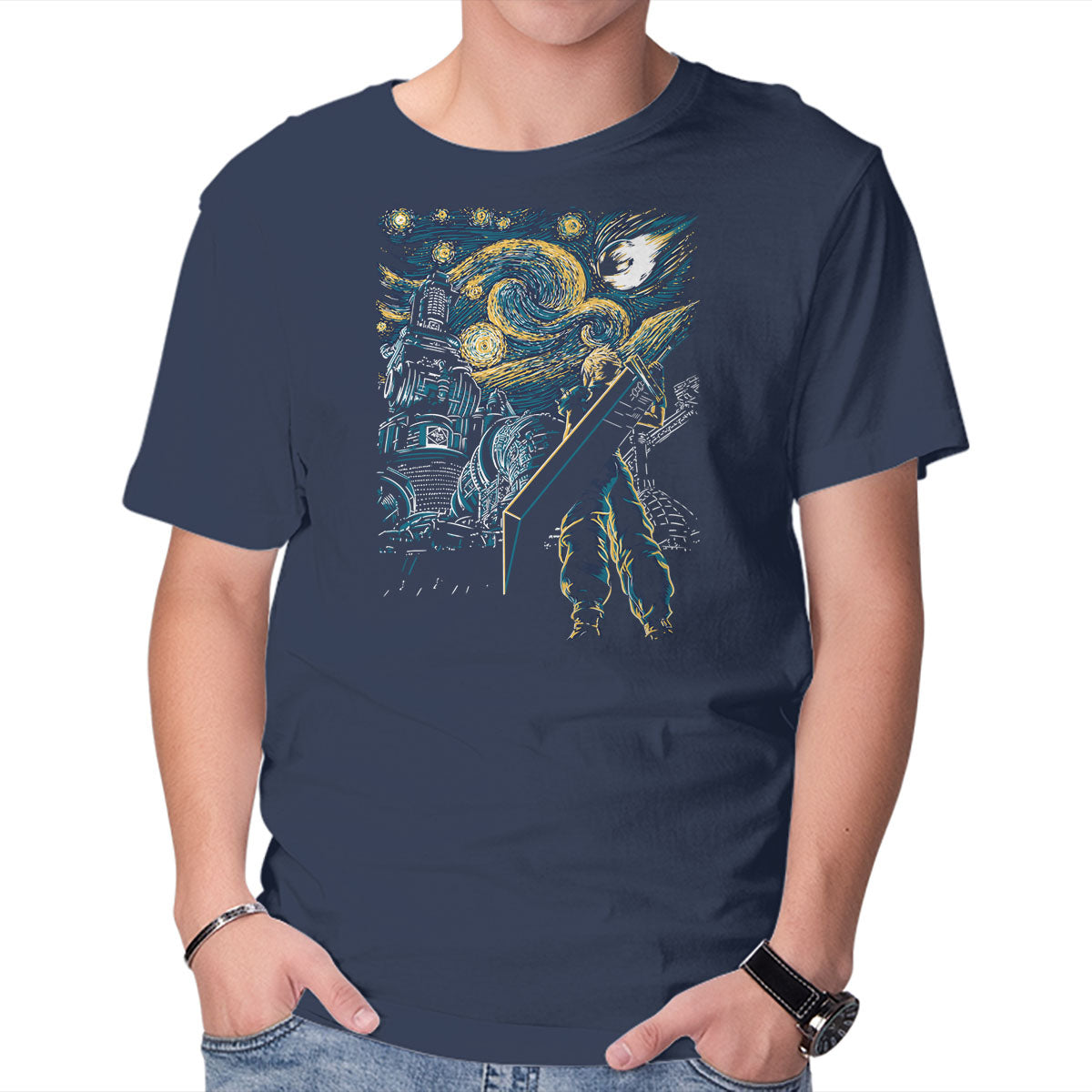 Unisex Crew Neck T-Shirt Starry Remake Graphic Short Sleeve Casual Tee XS