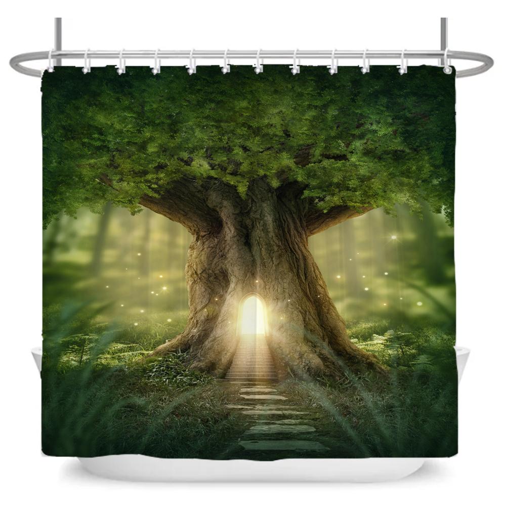 Fairy Tale Forest Waterproof Shower Curtain for Bathroom Cartoon Baby Decoration Bath Curtain Polyester Fabric with hooks