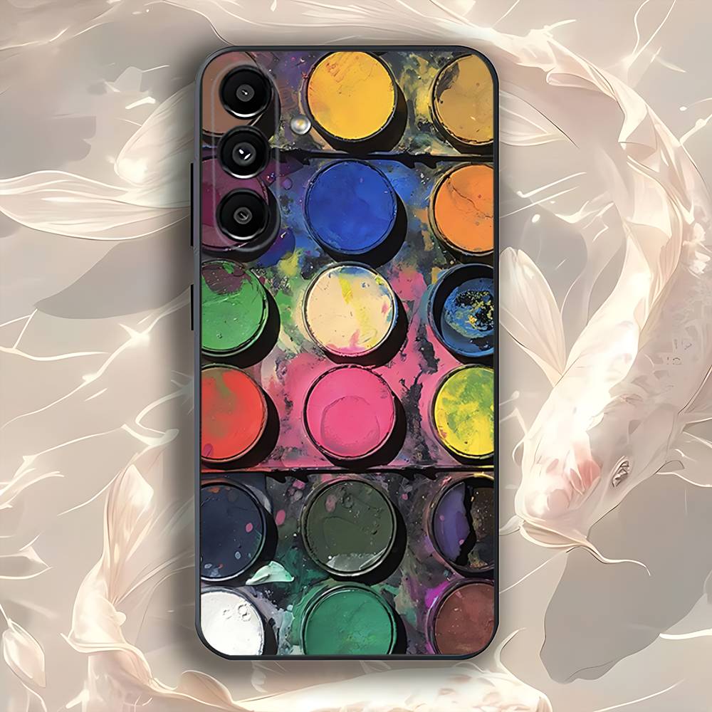 

Watercolors Set Paint Palette For Samsung Galaxy A73,52,32,71,41,53,31,72,22,5G,J7,Note,8,9 Soft Black Dust-proof Cover SamsungNote20ultra