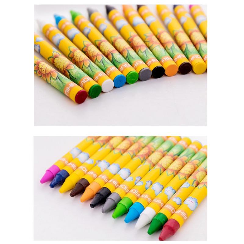 12 Colors Children Crayons Set Kindergarten Students Art Class Poster Doodle Pen Kid Brain Development Stick Figure Drawing Pen