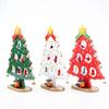 Holiday Tabletop Decor Carved Wood Xmas Tree 6 Hole Centerpiece for Mantel Scene Christmas Village Diorama Craft Ornament