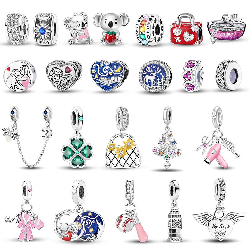 Copper Koala Christmas Tree Clover Love Heart Charms Beads Fit For Original Pan Bracelets Diy Fine Jewelry Gift