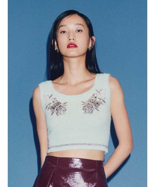 Lily Brown Motif Knit Bustier LWNT244164 MNT LB×KM Women's