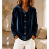 Velvet Hooded Button Cardigan Coat Solid Color Long Sleeve
