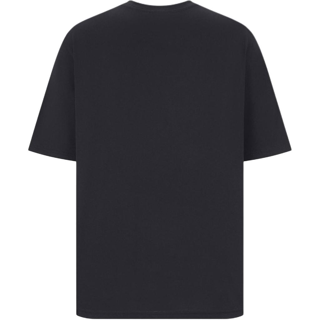 Emporio Armani Letter Logo Ginkgo Embroidery Loose Round Neck Short Sleeve T-Shirt Men tops Black 3D1T9S-1J7FZ-0999