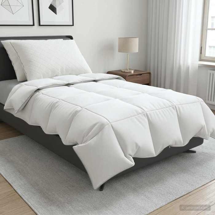 Ensemble de couette - MAISON EXCLUSIVE - FULDA - 155 x 220 cm - 90% duvet d'oie - Housse coton 100% - OEKO-TEX®