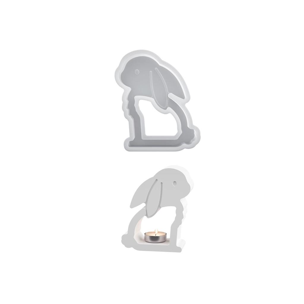 Rabbit Hollow Candle Holder Silicone Mold for Casting Plaster Resin Craft Making DIY Decorative Figurines and Home Accessories