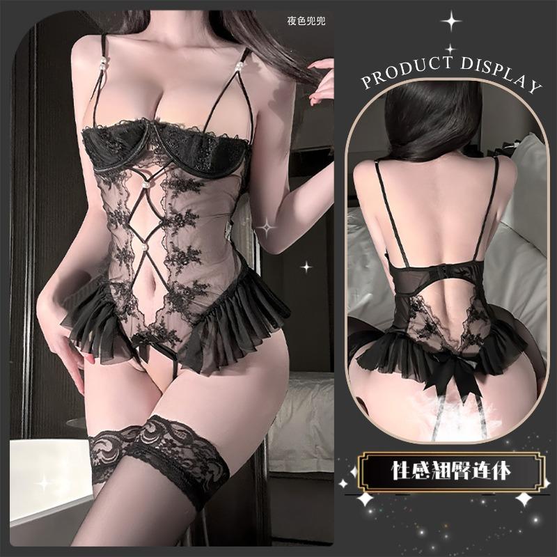 Sexy underwear Sexy small breasts show big lace seduction Hollow onesie Hot uniform Passion female body sculpting