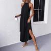 Evropská a americká nová dámská oblečení nezávislá stanice jednobarevná tenká temperamentní dlouhá sukně šaty vesta šle sukně