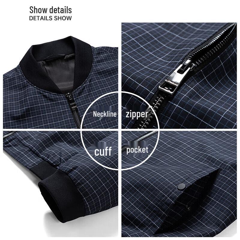 Qipilang Men's Business Casual Plaid Bomber Jacket