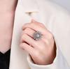 Zircon Sunflower Spinner Ring For Women Adjustable Open Band Anti Anxiety Stress Relief Fashion Jewelry Gift