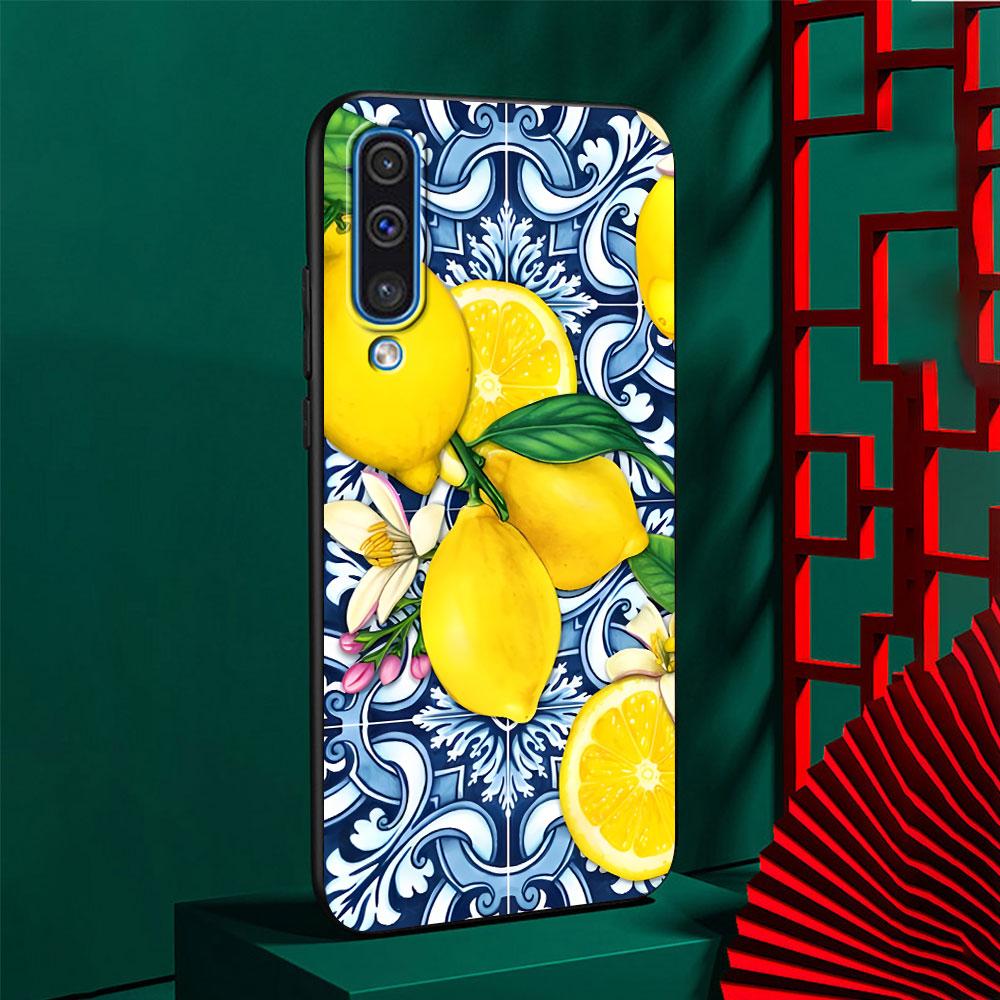 Mediterranean Lemon Case for Samsung Galaxy A10s A50 A50s A02s A03s A20 A30 A20e A70 A70s A20s A30s A10 TPU Black Phone Cover