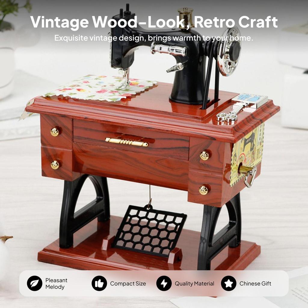 Creative Sewing Machine Music Box Clockwork Music Box Table Decor for Home Decoration
