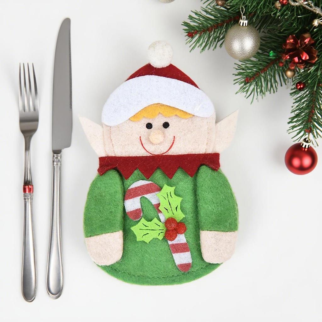 Creative Cartoon Christmas Tableware Set: Knife, Fork, and Decorative Doll Set for Holiday Dining