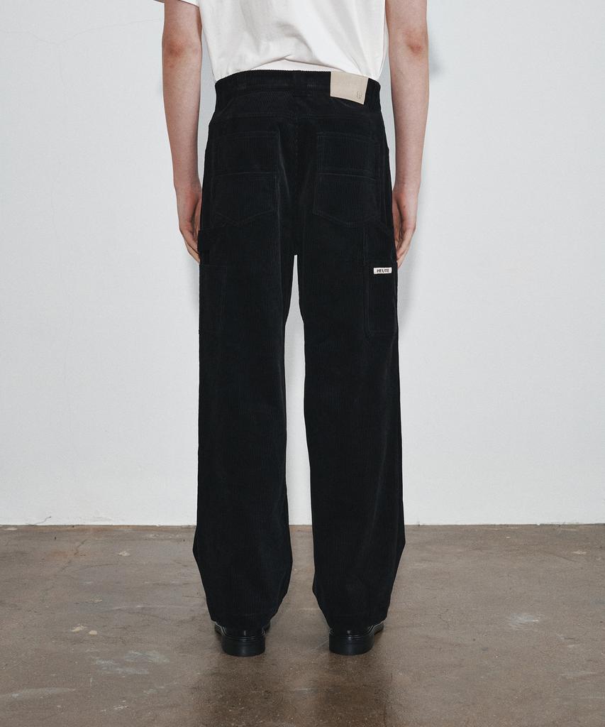 Hoite Rise Corduroy Work Pants (Black)