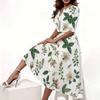 Women Plus Size Floral Printed Two Piece Set V Neck Sleeveless Midi Dress Short Sleeve Cropped Shrug