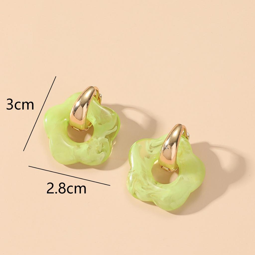 2024 neue Multicolor Transparent Acryl Harz Marmorierung Blume Tropfen Ohrringe für Frauen Gold Farbe Ohr Schnalle Mode Schmuck