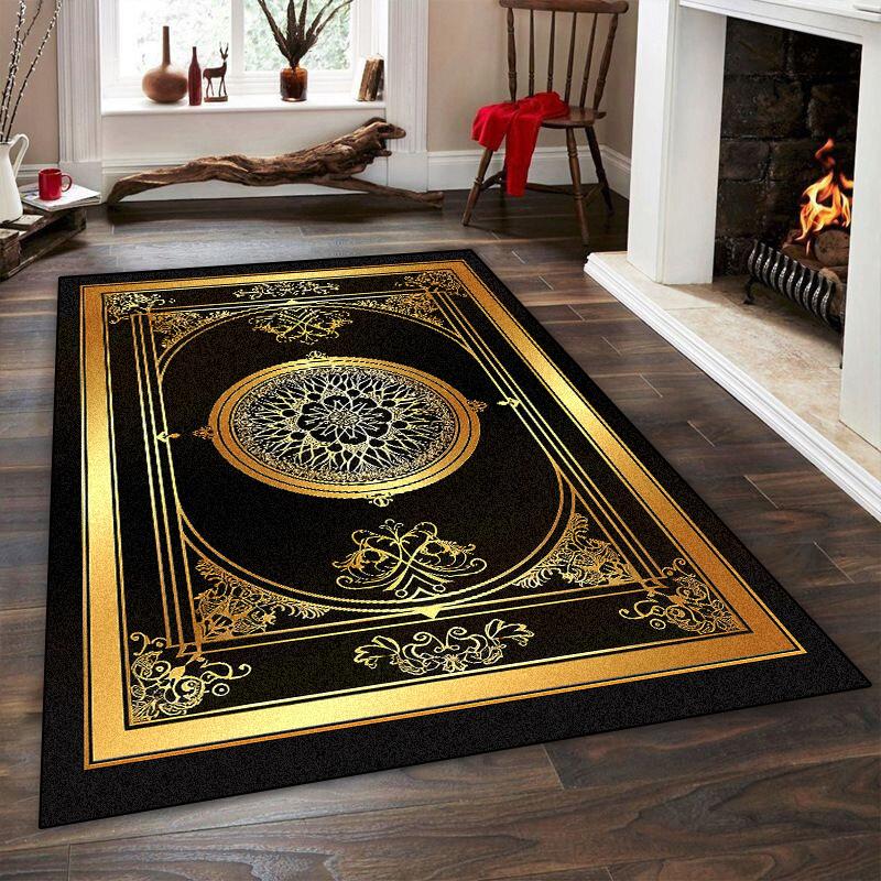 

Роскошные ковры в китайском стиле, черные с золотом, с изображением карпов, для гостиной, домашний декор, ковры для диванной зоны и кофейных столиков, коврики для спальни, моющиеся, нескользящие 60*90cm